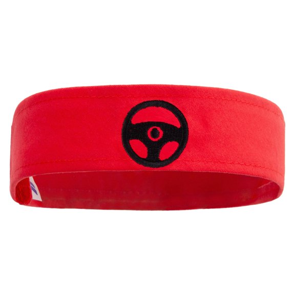Car Steering Wheel Embroidered Cotton Twill Stretchable Hat Band - Red OSFM