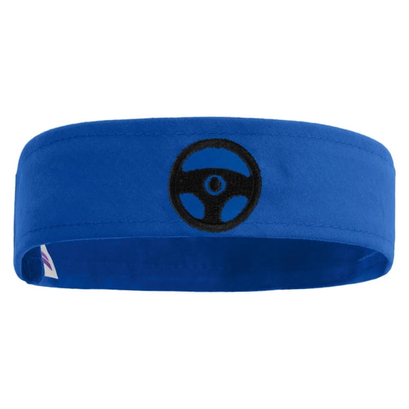 Car Steering Wheel Embroidered Cotton Twill Stretchable Hat Band - Royal OSFM
