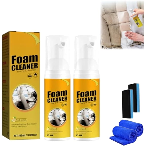Car Steering Wheel Foam Cleaner, Multifunctional Interior Cleaner, Car Seat Upholstery Strong Stain Remover, Effective Grease and Dirt Removal, Foam Cleaner for and House (2)