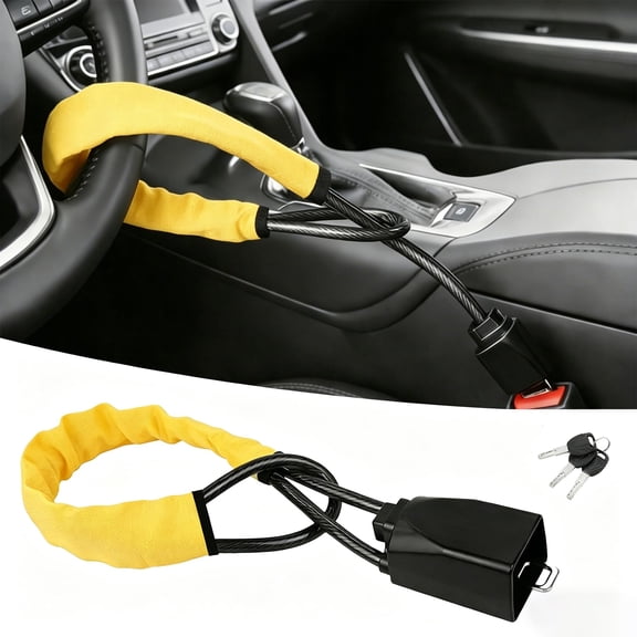 Car Steering Wheel Lock, Reliable Club Steering Wheel Lock Anti-Theft Device with 3 Keys, Max 17 Inch Length, Fits Most Vehicles, Trucks, SUVs, Vans, Golf Car Security Device