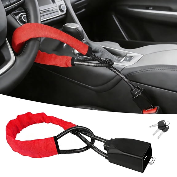 Car Steering Wheel Lock, Reliable Club Steering Wheel Lock Anti-Theft Device with 3 Keys, Max 17 Inch Length, Fits Most Vehicles, Trucks, SUVs, Vans, Golf Car Security Device