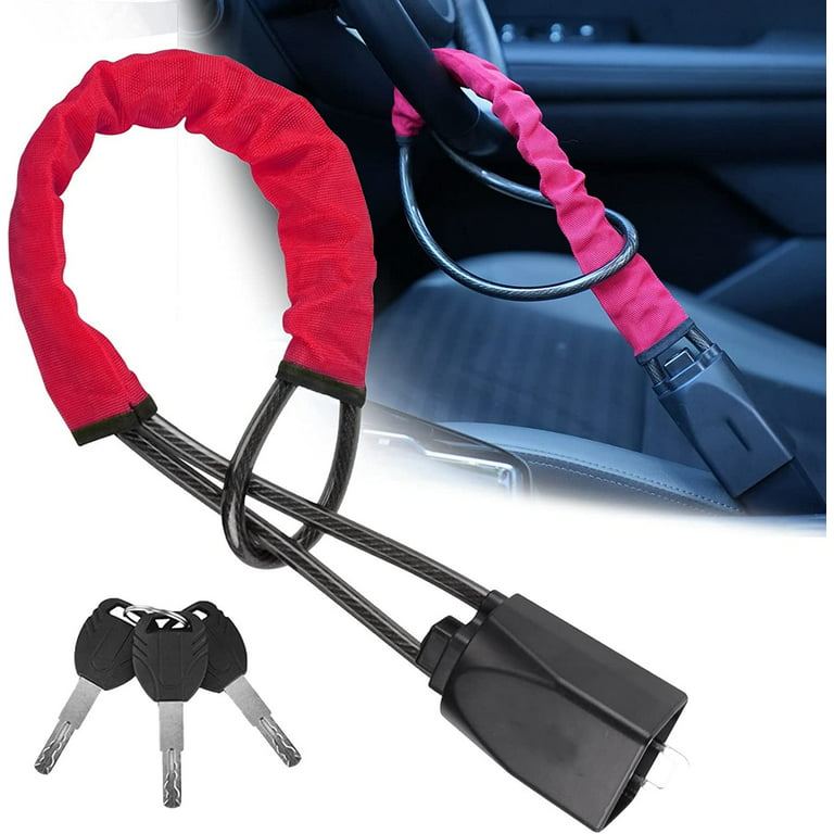 Car Steering Wheel Lock, Seat Belt Lock, Anti-Theft Device, Max 17 Inch  Length, Small and Light-Weight, Multi-Functional, Fit Most Vehicle, SUV,  Golf