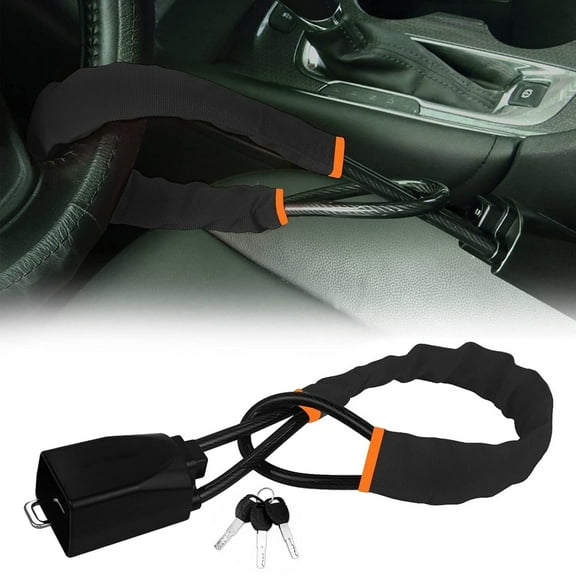 Car Steering Wheel Lock, Car lock Seat Belt Lock, Anti-Theft Device, Max 17 inch Length, Small and Light-Weight, Multi-Functional,SUV, Golf Cart Security (Black)