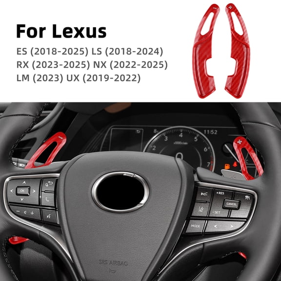 Car Steering Wheel Paddle Shifter ABS Material for 2018-2025 Lexus ES & 2023-2025 Lexus RX Car Interior Accessories 2pcs, Red Carbon Fiber