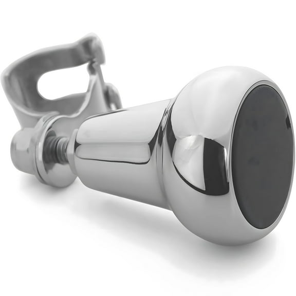 Car Steering Wheel Spinner Knob, Universal Fit Power Handle, Chrome Aluminum Alloy Construction, 2.75 Inches, Easy One-Hand Driving Assistant, Ideal for Long Drives, Elderly, Disabled