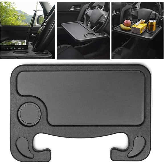 Car Steering Wheel Tray, 2 in 1 Black Car Desk for Laptop, Tablet, iPad Or Notebook,Car Must Haves Accessories