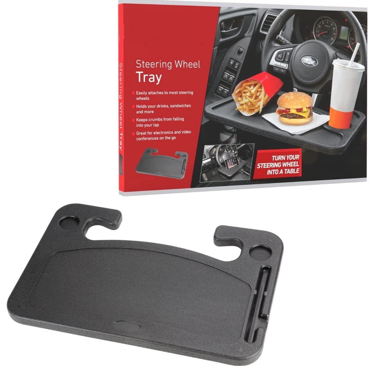 Car Steering Wheel Tray, Steering Wheel Desk for Car and Trucks for  Convenient Eating and Working on the Road - Durable and Multipurpose Car  Tray, Easy to Install and Clean Car Accessories
