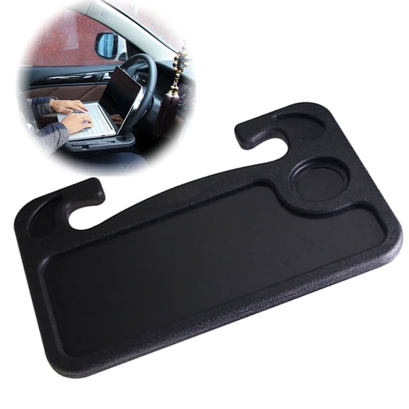 Steering Wheel Tray, Double Sided Multipurpose Table for Car Laptop Food Eating Car Desk Organizer Black