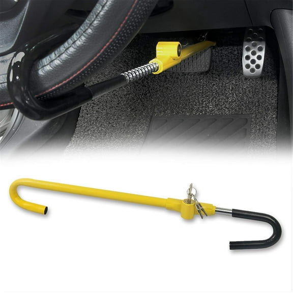 Car Steering Wheel to Brake Pedal Lock Auto Security Product Anti-Theft Lock Device Bright Yellow Universal