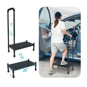 Car Step Stool with Handle for Elderly, Handicap Step Stools with Handrail, Heavy Duty Safety Step Stool for High Beds, Vehicle Step Up Assist