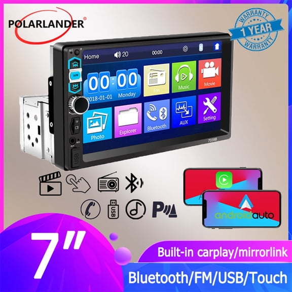 Car Stereo 7 Inch Single 1Din Car Radio Bluetooth Radio CarPlay Mirrorlink Android Auto Multimedia Player For GPS Navi FM/AUX
