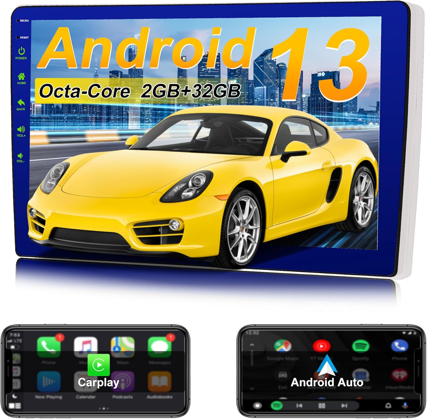 Car Stereo, 9 Inch Touch Screen with Wired CarPlay GPS inDash