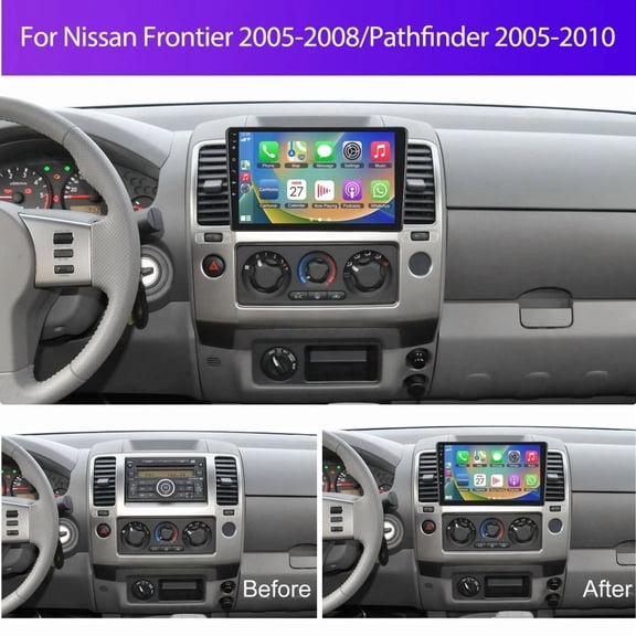 Car Stereo 9-inch Android 15 GPS Navi Head Unit with Carplay and Android Auto Car Player for Nissan Frontier Pathfinder 2005-2008 WiFi Bluetooth Mirror Link FM/RDS Radio SWC 2+64G
