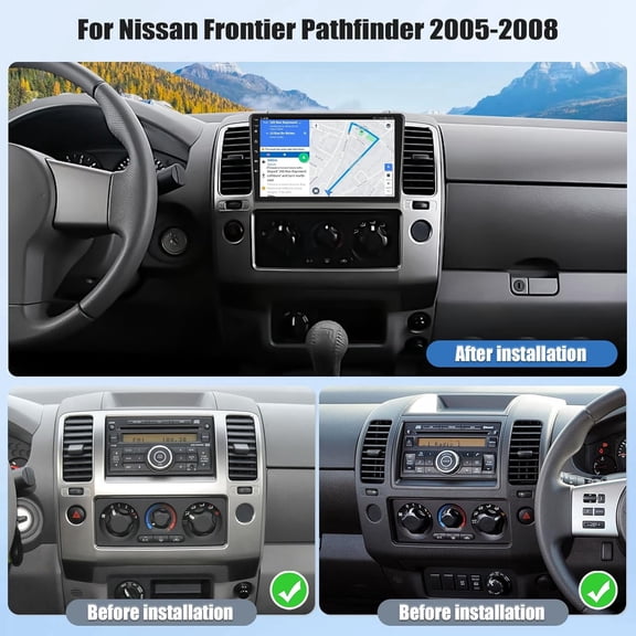 Car Stereo 9-inch Android 15 GPS Navi Head Unit with Carplay and Android Auto Car Player for Nissan Frontier Pathfinder 2005-2008 WiFi Bluetooth Mirror Link FM/RDS Radio SWC 2+64G