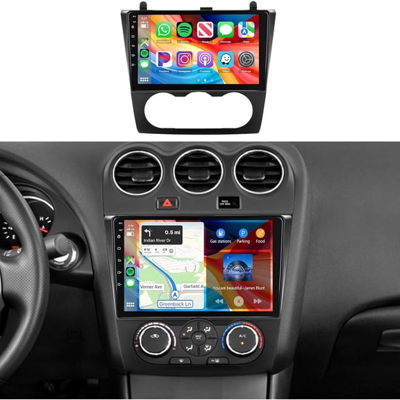 Car Stereo 9-inch GPS Navi Head Unit Android 15 Quad Core with Carplay and Android Auto WiFi Bluetooth DSP FM/RDS Radio SWC 4+64G Car Player for Nissan Altima 2008-2012(Mid-level and Base Trim)