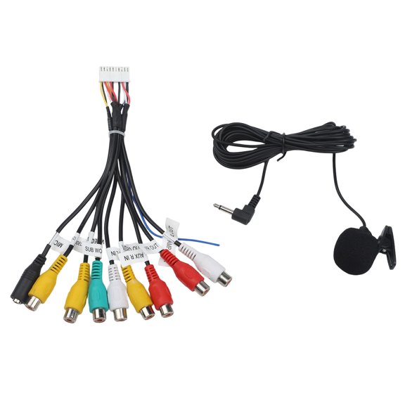 Car Stereo Aux Adapter Cable,With For RCA Output And Microphone,For Car Radio With Frame,Hands-Free Calling Audio Interface Cord