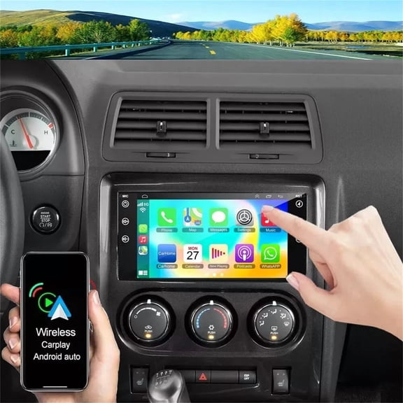 Car Stereo For Dodge Challenger 2008 2009 2010 2011 2012-2014 - 2+32G Android 13, 7" IPS Touchscreen, CarPlay/Android Auto Compatible + WiFi, GPS, Bluetooth, SWC & Backup Camera​