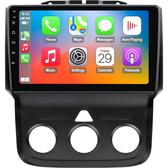 Car Stereo for Dodge RAM 1500 2500 3500 2013 2014 2015 2016 2017 2018 with Wireless CarPlay and Android Auto,9'' Android 13 Touch Screen Radio Replacement,2G Ram 32G ROM(Only fit Manual AC)