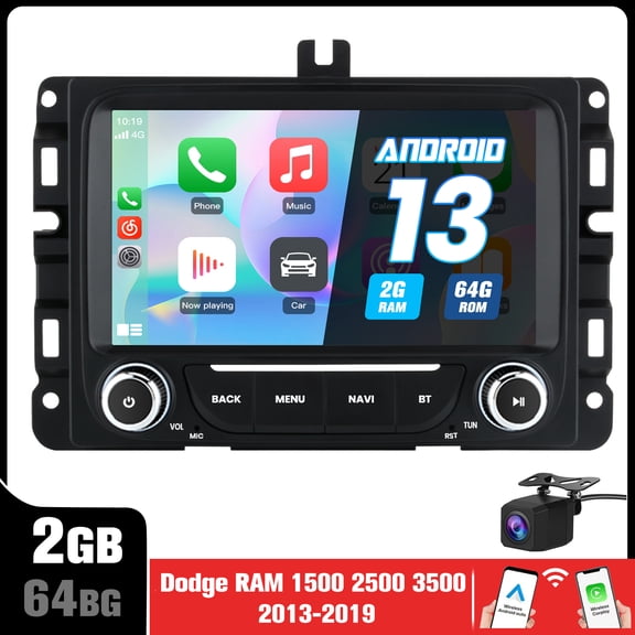 Car Stereo for Dodge RAM 1500 2500 3500 2013-2019,7 Inch Touch Screen Radio with Wireless Android Auto&Carplay, Bluetooth WIFI supports GPS Navigation