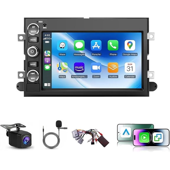 Car Stereo for Ford F150 20042010, 2GB+64GB 7 Touch Screen Android Head Unit for F250/F350 20062014, Wireless CarPlay & Android Auto, 5G WiFi, GPS, Bluetooth, FM/AM, AHD Backup Camera, SWC