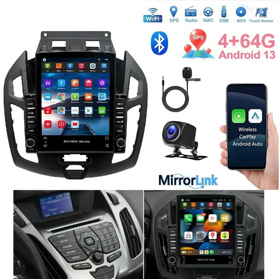 Gsuatey Car Stereo for Ford Transit / Tourneo Connect 2014-2018, Android 13 Radio with Wireless CarPlay, 9.7" Touchscreen Stereo with WiFi GPS RDS FM Bluetooth