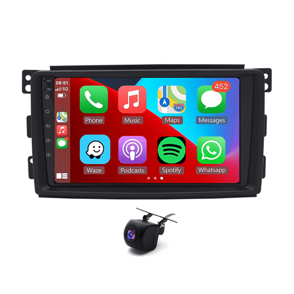 LICHENGTAI Car Stereo GPS Navigation 9 " 2GB+32GB Android 15 Wireless CarPlay AHD Camera Fits for Smart Fortwo 2005-2010