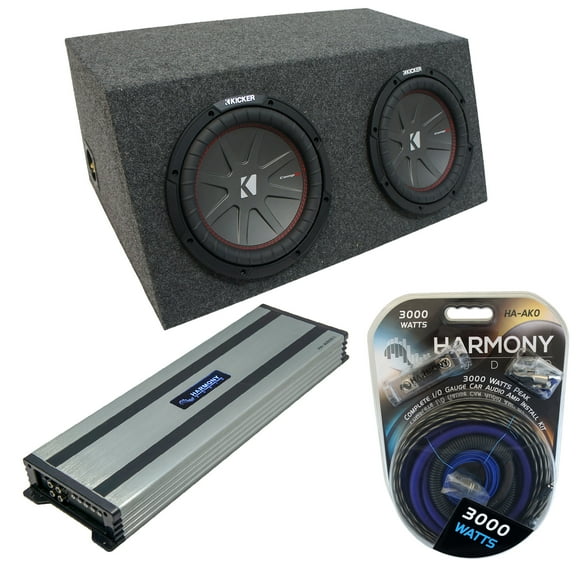 Car Stereo Hatchback Sealed Dual 15" Kicker CompR CWR15 Sub Box HA-A1500.1 Amp