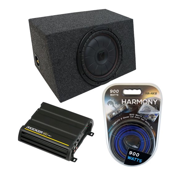 Car Stereo Hatchback Sealed Single 10" Kicker CompVT CVT10 Sub Box CX300.1 Amp - Factory Certified