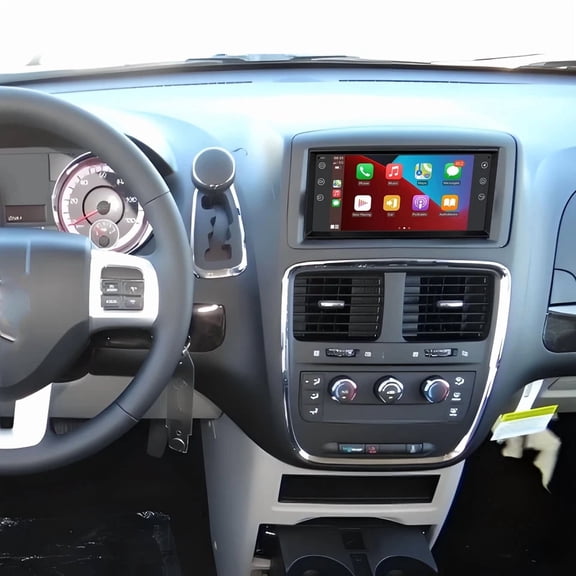 Car Stereo Head Unit For Dodge Grand Caravan 2011-2020 - Android 15 (2+64GB), 7-Inch IPS Touchscreen, Support CarPlay/Android Auto + AHD Backup Camera, Microphone, FM, GPS, Mirror Link
