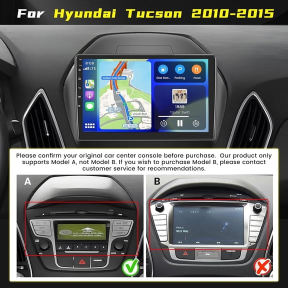 Car Stereo Radio 10.1-inch Android 15 GPS Navigation Head Unit for Hyundai Tucson IX35 2010-2015 Fit for Carplay and Android Auto WiFi Bluetooth Car Player SWC 2+64G Quad Core
