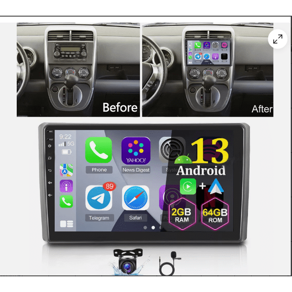 Car Stereo Radio 10 Inch Android 15 GPS Navigation Fit for Carplay Android Auto WiFi Bluetooth DVR FM/RDS Car Player SWC Mirror Link 4GB+64GB Compatible for Honda Element 2003-2006