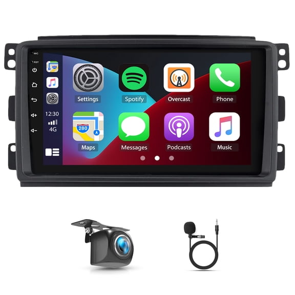 Car Stereo Radio 6+128G GPS Navi Head Unit with Carplay Android Auto SWC 9-inch Android 15 DVR DAB+ Car Player WiFi Bluetooth 8 Core 4G LTE Compatible forB-enz Smart Fortwo 451 2005-2010