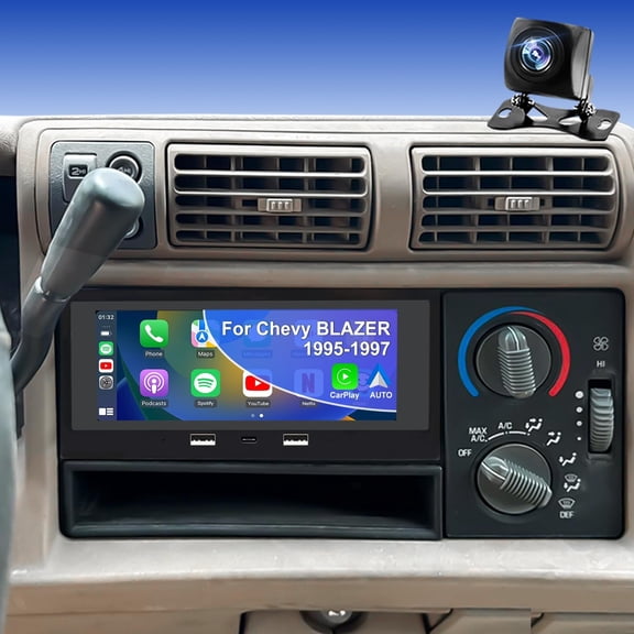 Car Stereo Radio 6.86 Inch Android 14 GPS Navi Head Unit WiFi Bluetooth Car Player with Carplay Android Auto SWC FM DSP 4+64G Mirror Link Split Screen for Chevrolet Blazer S10 1994-1997