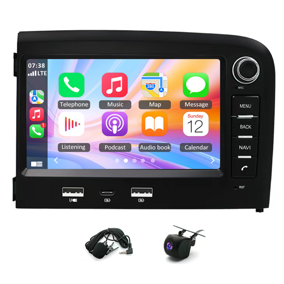 Car Stereo Radio 7-inch GPS Navigation Android 14 Car Player with Carplay Android Auto WiFi BT Quad Core 2+64G FM RDS SWC with AHD Backup Camera/Mic for Volvo S80 1998-2006