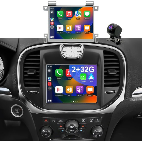 Car Stereo Radio 8.4-inch Android 15 2+64G GPS Navi Head Unit with Carplay and Android Auto FM/AM Radio SWC WiFi Bluetooth Quad Core Car Player for Charger/ Challenger 2015-2019