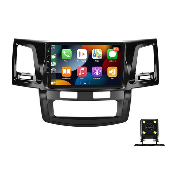 Car Stereo Radio 9 Inch Android 13 DAB+ Player with Camera for Toyota HiLux 2005-2014 Support Carplay and Android Auto SWC FM/RDS Radio GPS Navigation Head Unit WiFi Bluetooth 2+64G