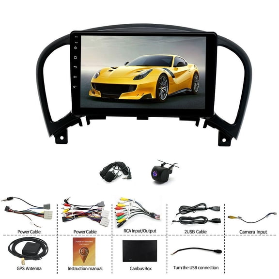 Car Stereo Radio 9-inch Android 15 Car Player 4+64G FM/RDS Radio for Nissan Juke 2011-2016 GPS Navigation Head Unit SWC with Carplay and Android Auto WiFi Bluetooth Mirror Link
