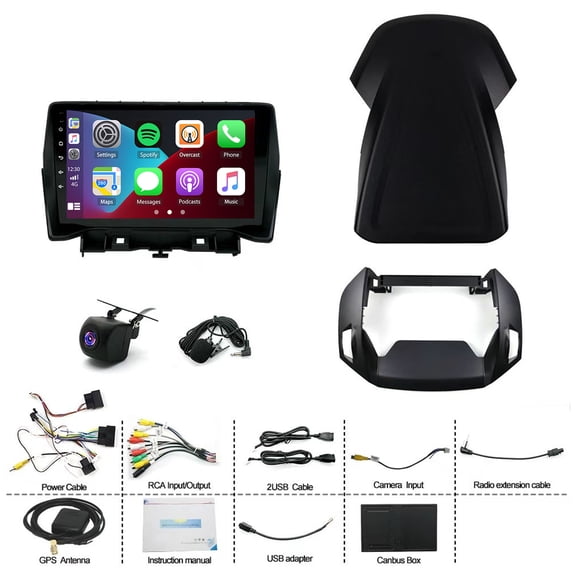 Car Stereo Head Unit with 2+64G, Android 15, 9-inch, Quad Core | Carplay, Android Auto, Bluetooth, WiFi, FM/RDS, SWC, DSP, Mirror Link | Fit for Ford Escape, 2013-2018