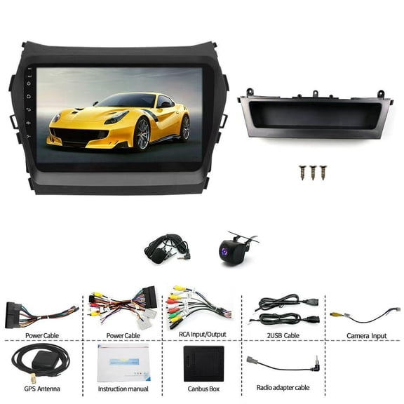 Car Stereo Radio 9-inch Android 15 GPS Navigation Head Unit 2+64G for Hyundai Santa Fe IX45 2013-2018 Fit for Carplay and Android Auto WiFi Bluetooth Car Player SWC FM/RDS Radio