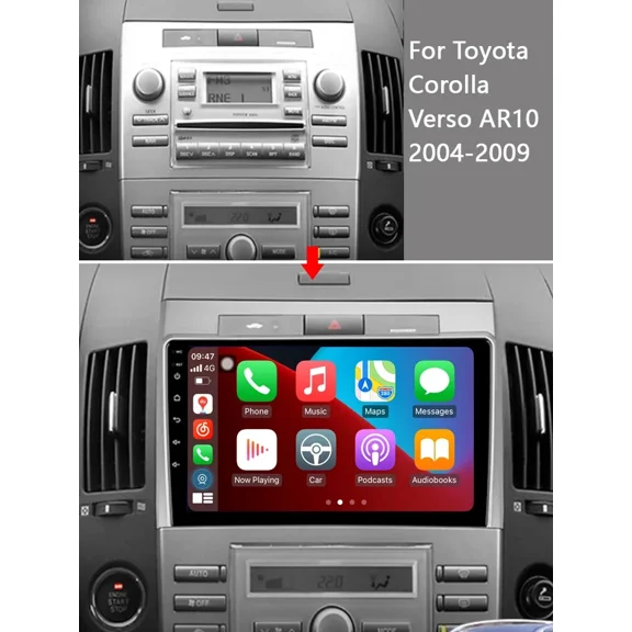 Car Stereo Radio 9-inch Android 15 GPS Navigation for Toyota Corolla Verso AR10 2004-2009 Car Player with Carplay Android Auto FM/RDS DSP Radio WiFi Bluetooth 4+64G Mirror Link