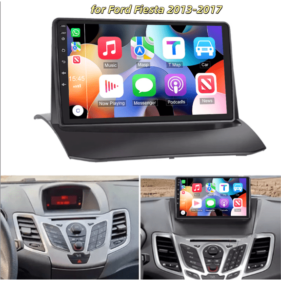 Car Stereo Radio 9-inch Touch Screen Android 15 Compatible for Ford Fiesta 2013-2017 Fit for Carplay Android Auto GPS Navi Head Unit SWC Car Player WiFi Bluetooth 4GB+64GB Mirror Link