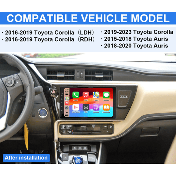 Car Stereo Radio 9-inch Universal Car Player 4+64G with Carplay Android Auto SWC Android 14 GPS Navigation WiFi Bluetooth Hi-Fi FM/RDS Radio for Toyota 4Runner 1999-2016, RAV4 1996-2016