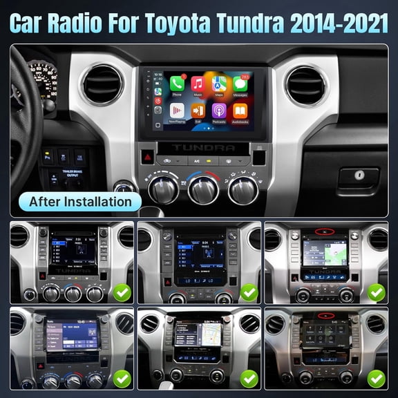 Car Stereo Radio 9in Touch Screen Android 15 GPS Navigation Head Unit with Carplay Android Auto SWC Car Player for Toyota Tundra 2014-2021 WiFi Bluetooth 2+64G Quad Core
