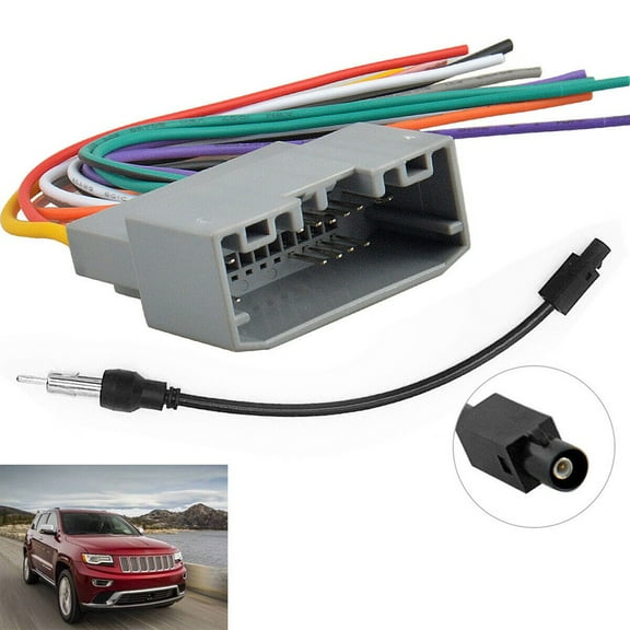 Car Stereo Radio Adapter Cable Wire Harness&Antenna For Jeep For Dodge