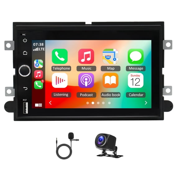 Car Stereo Head Unit with 2+32G, Android 14, Quad Core | GPS Navigation, Carplay, Android Auto, Bluetooth, WiFi, FM/RDS, SWC, AHD Camera | Fit for Ford F150 F250 F350, 2004-2008