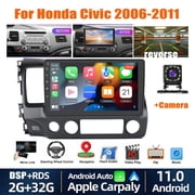 Car Stereo Radio with CarPlay Android Auto for Honda Civic 2006-2011, 10.1 HD Touch Screen in-Dash GPS Navigation, Android 13, Mirror Link, Bluetooth, WiFi, 2G+32G