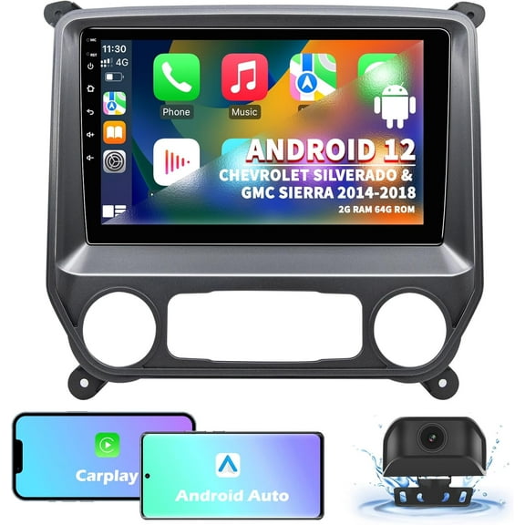 Car Stereo Radio for Chevrolet Silverado & GMC Sierra 2014 2015 2016 2017 2018, Android 13 2G+64G Wireless CarPlay Android Auto, 10 inch Touchscreen GPS Navigation AM/FM Radio, Backup Camera