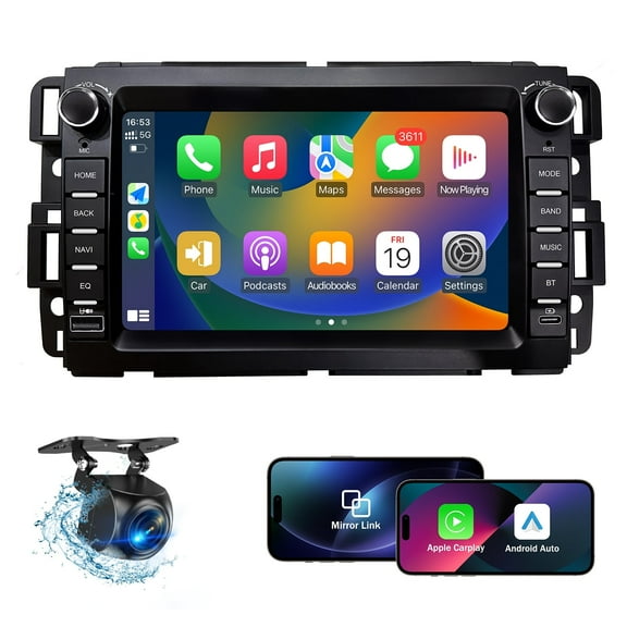 Car Stereo Radio for Chevrolet Silverado Tahoe GMC Sierra Yukon 2007-2013, Android 13 Touchscreen with Wireless Carplay Android Auto GPS Navigation AM FM AHD Backup Camera Type-C PD Charging(4G+64G)