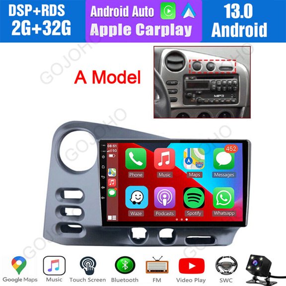 Car Stereo Radio Compatible for 2003-2004 Toyota Matrix,2+32 GB Car Radio Android 13 Car GPS Navigation 9 inch Touchscreen with Carplay and Android Auto Functions