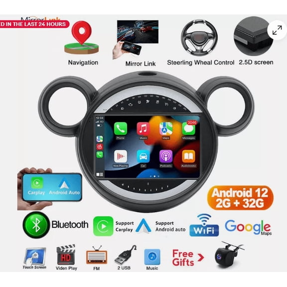 Car Stereo Radio Compatible for 2010-2016 BMW Mini Cooper,2+32 GB Car Radio Android 13 Car GPS Navigation 9-inch Touchscreen with Carplay and Android Auto Functions